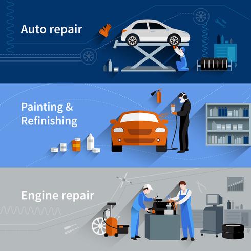 Mechanic Horizontal Banners vector