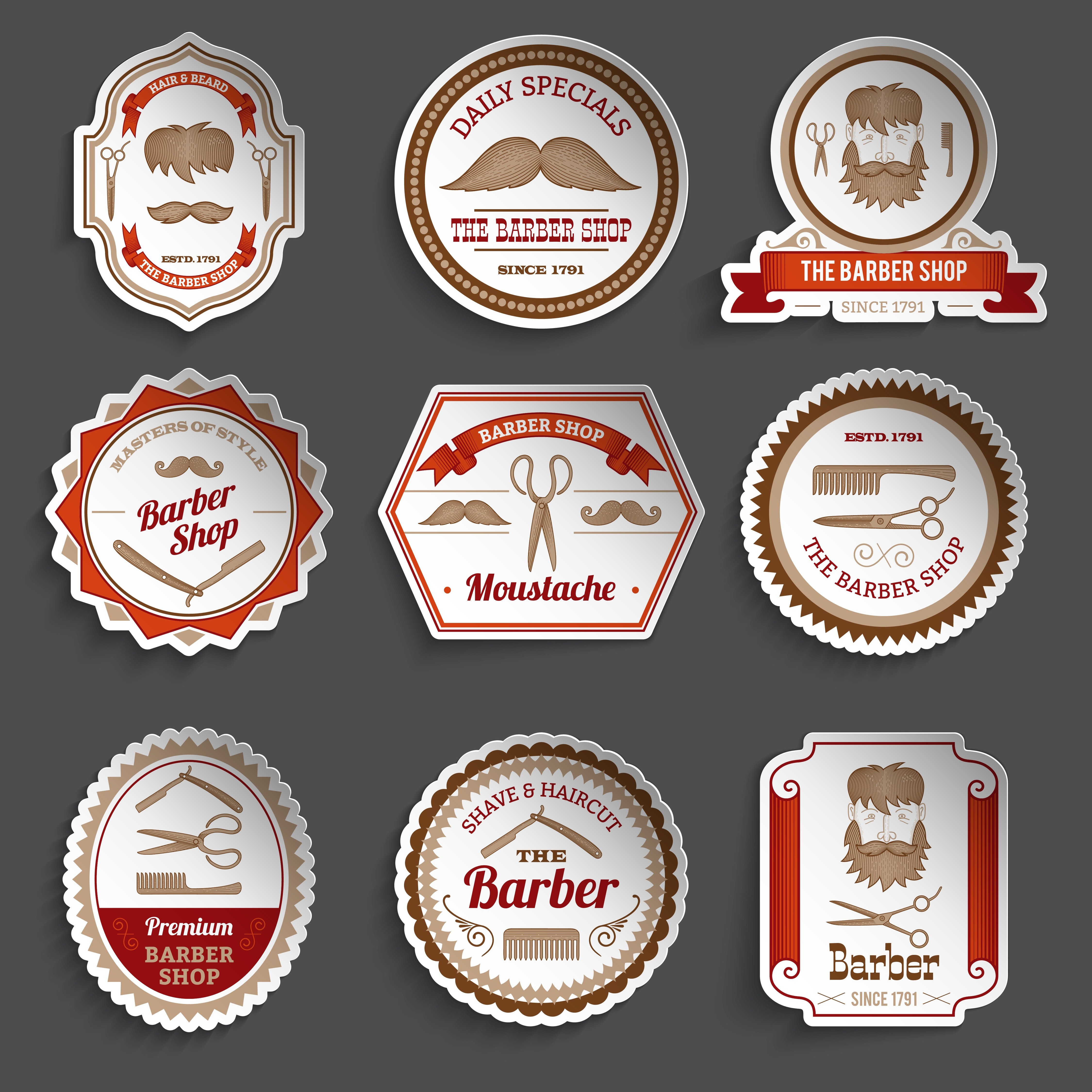 Barber Shop Stickers 462494 Vector Art