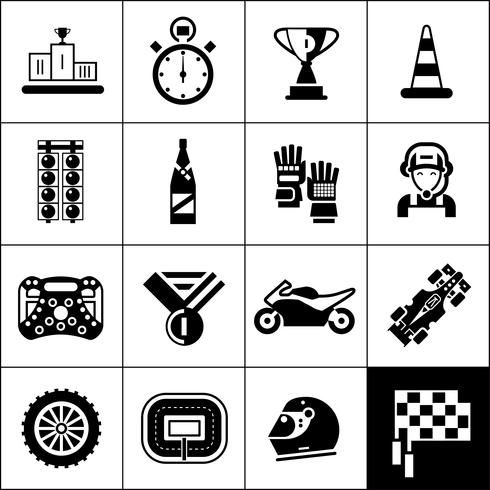 iconos de carreras negro vector