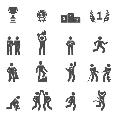 Iconos de competencia negro vector