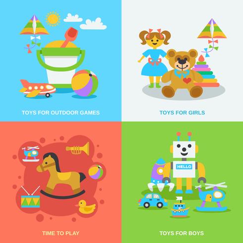 Flat Toys Set vector