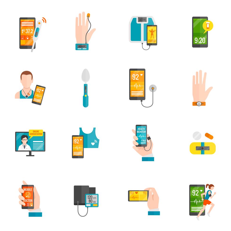 Digital Health Flat Icons 462516 Vector Art at Vecteezy