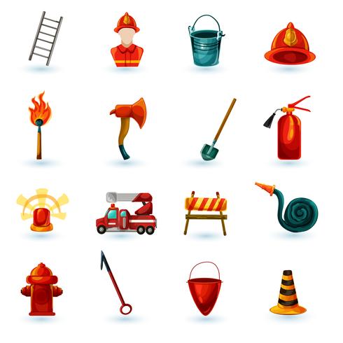 Firefighter Icons Set vector