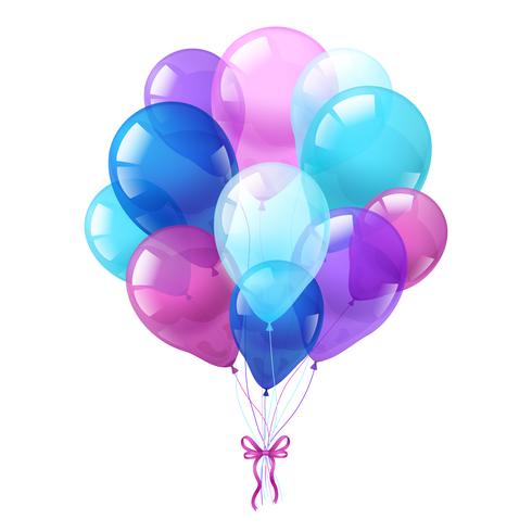 Colorful balloons bunch white background vector