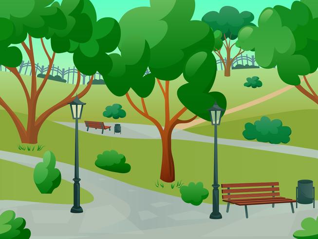 Paisaje del parque plano vector