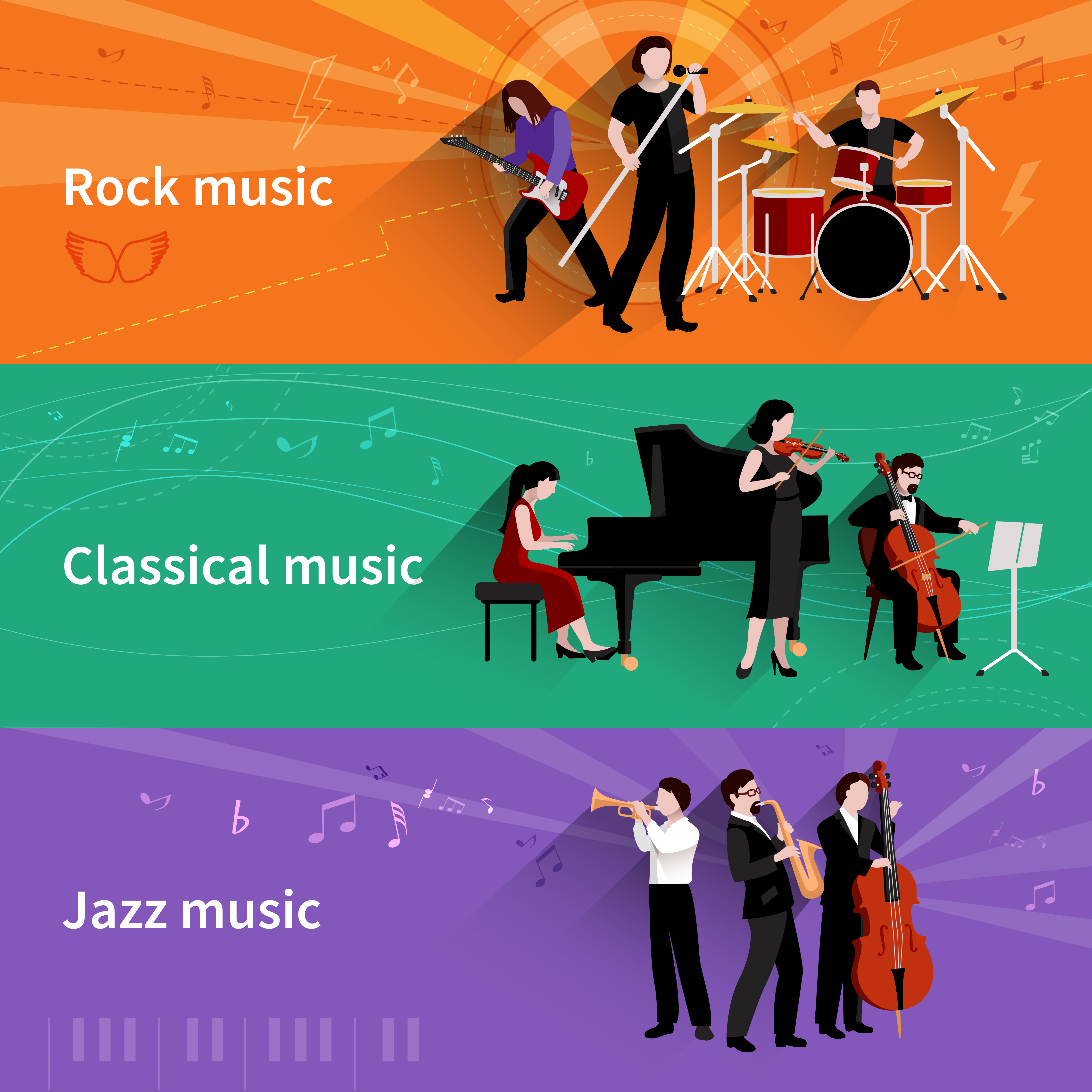 Musicians Banner Set 462564 Vector Art at Vecteezy
