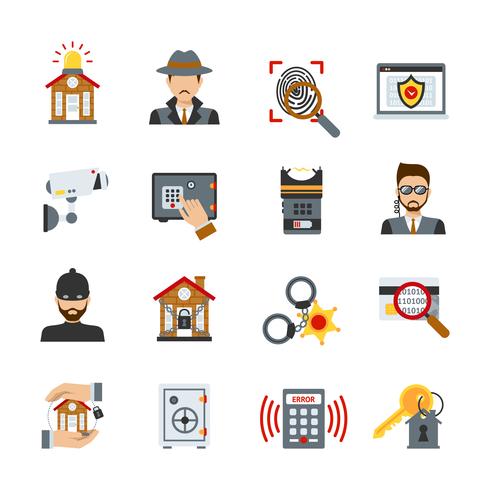 Surveillance And Security Icons Set vector