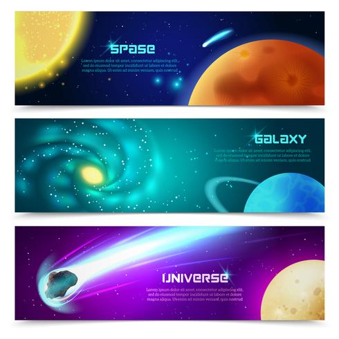 Cosmos galaxy banners set vector