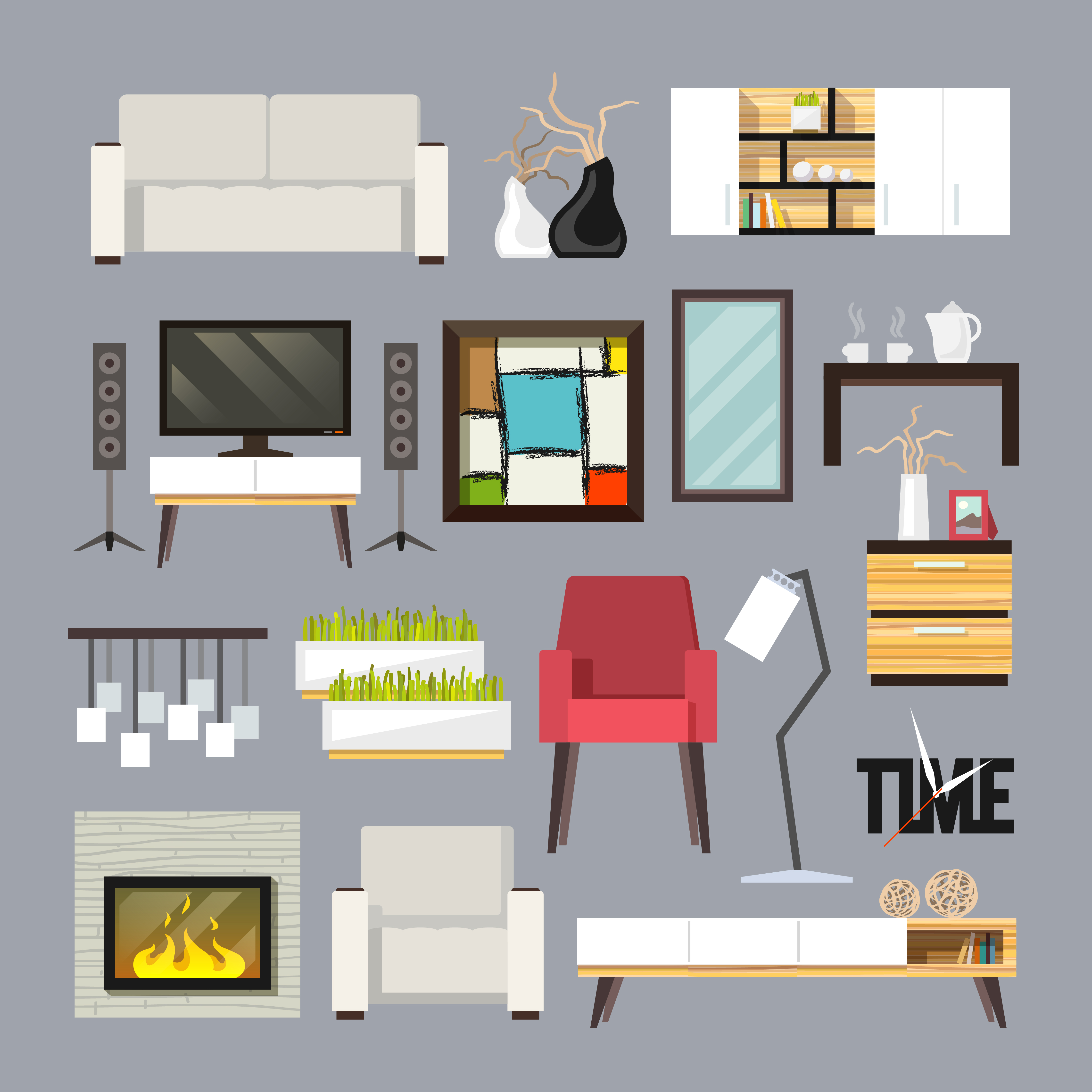 Living Room Furniture Set 462622 Vector Art at Vecteezy