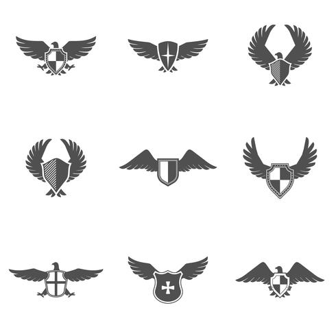 Conjunto de escudo de icono de águila vector