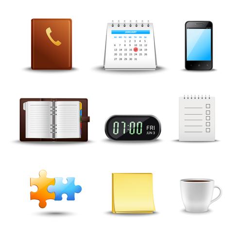 Realistic Time Management Icons vector