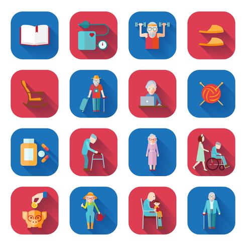 Senior Lifestyle Flat Icons vector