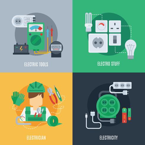 Iconos planos de electricidad vector