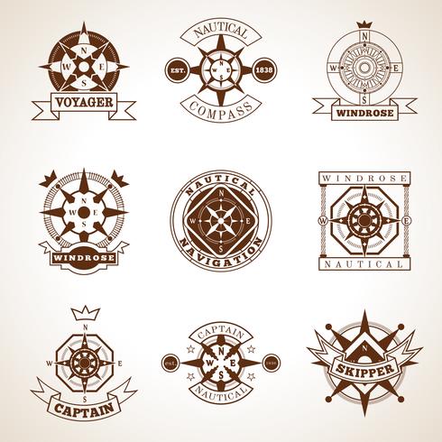 Compass Label Set vector