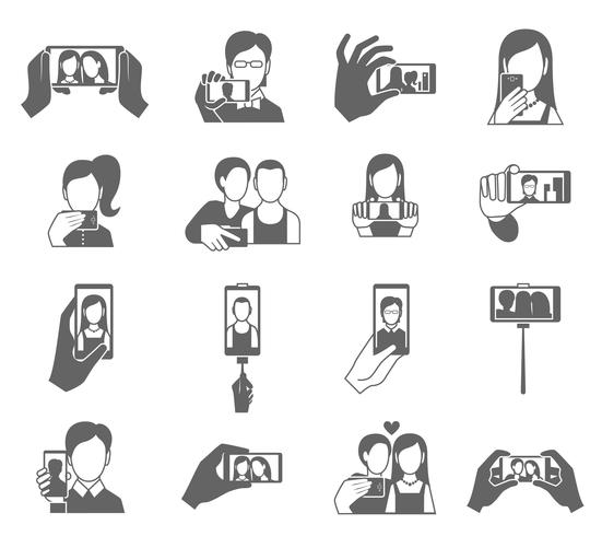 Selfie Icons Set vector