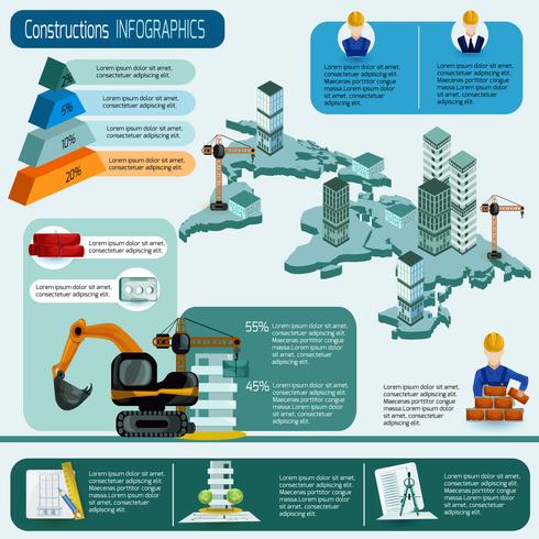 Conjunto de infografías de construcción vector