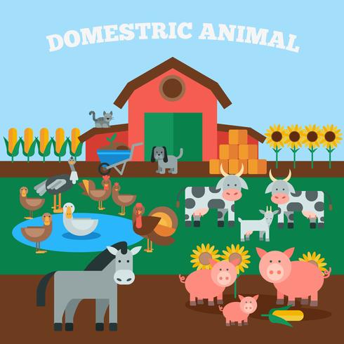 Domestic Animals Concept vector