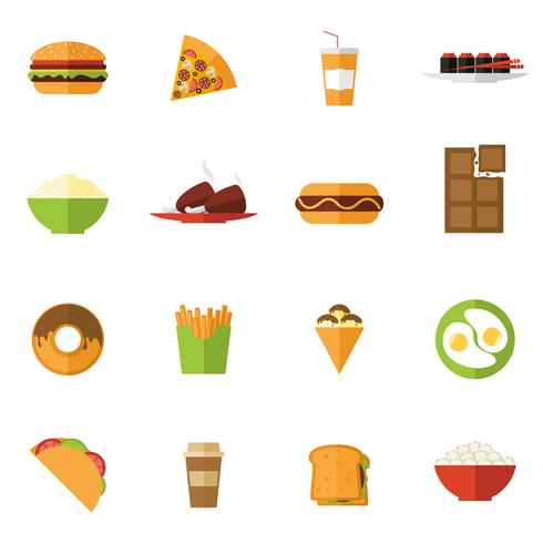 Conjunto de iconos de comida rápida vector