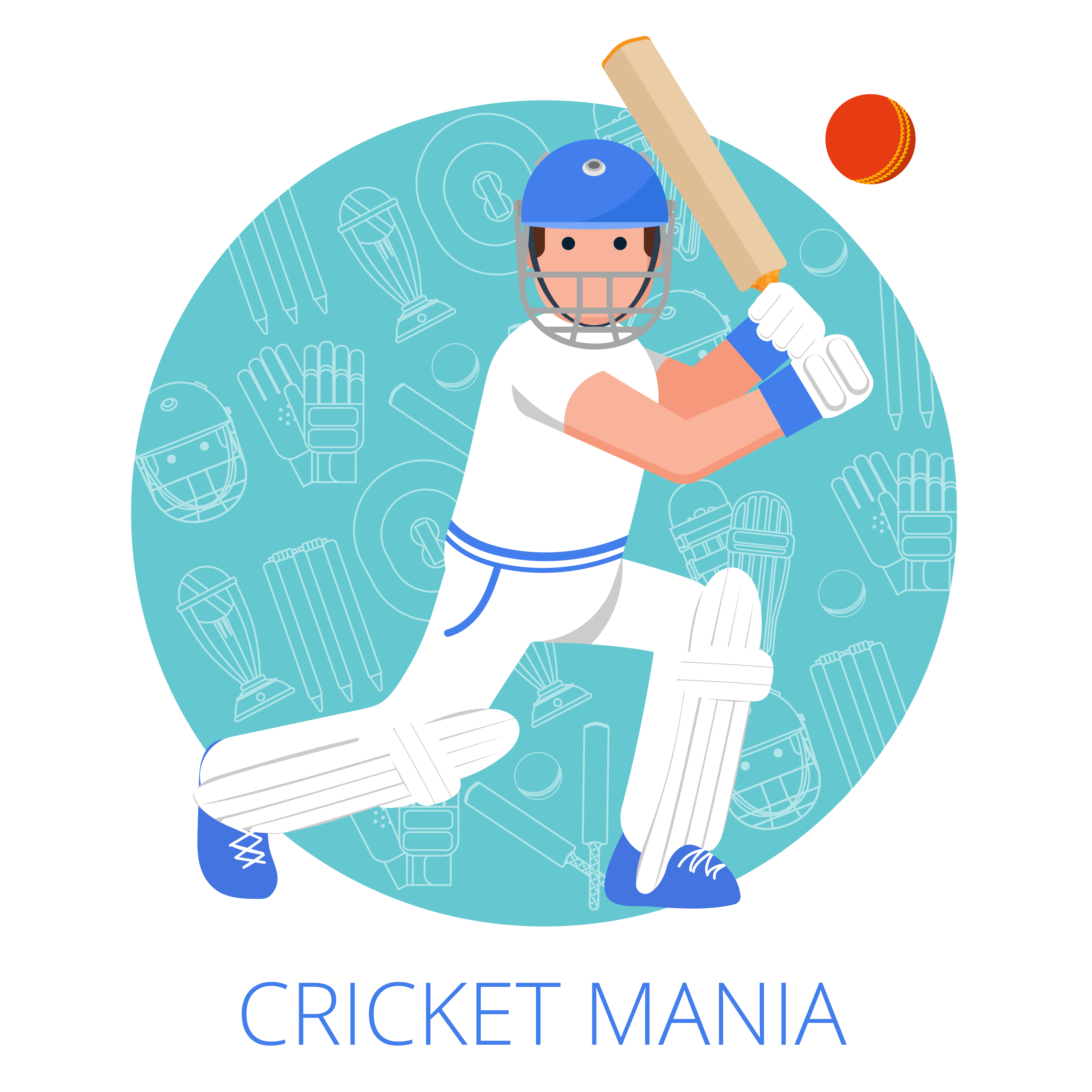 Cricket Player Icon Poster Print Flat 462743 Vector Art At Vecteezy