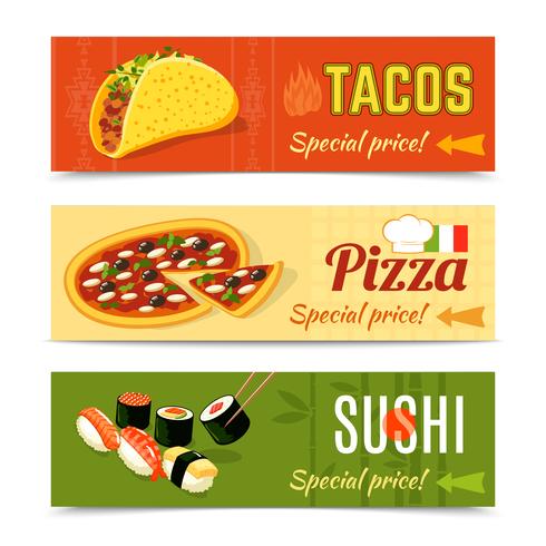 Conjunto de Banners de alimentos vector