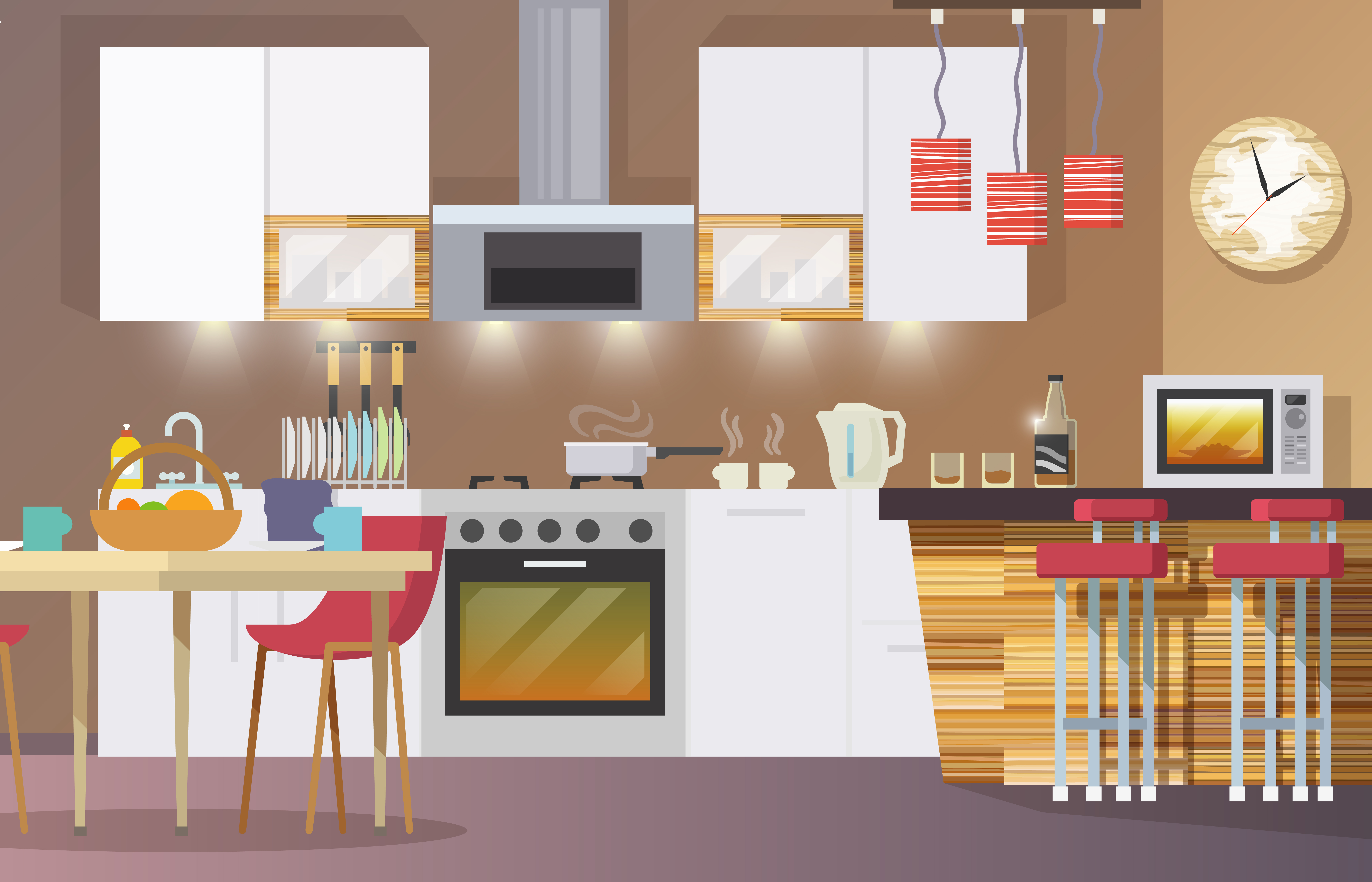 Kitchen Interior Flat 462790 Vector Art at Vecteezy