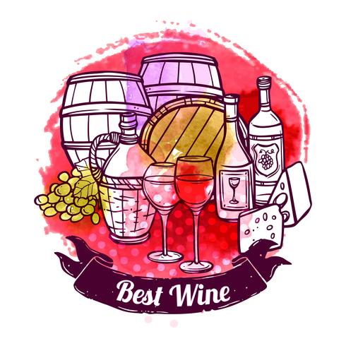 Ilustración de boceto de vino vector