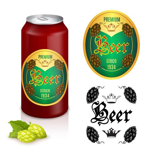 Premium beer label design vector
