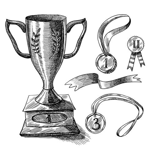 Trophy sketch set vector