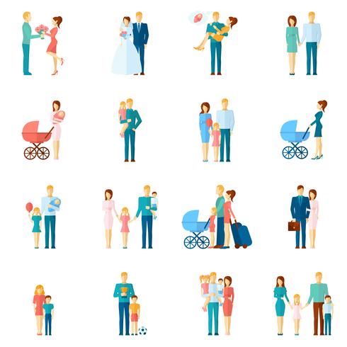 Conjunto de iconos familiares vector