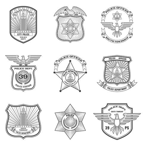 Conjunto de emblemas policiales vector