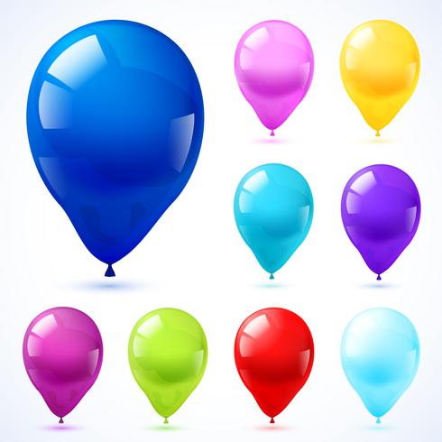 Color balloons icons set vector