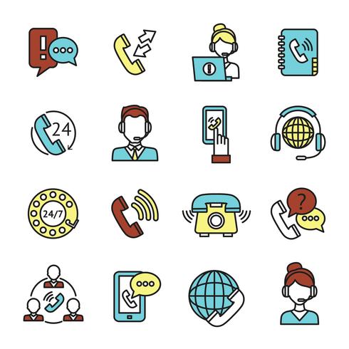 Call Center Icons Set vector