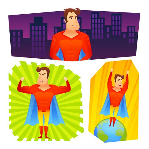 Superhero posters banners set vector