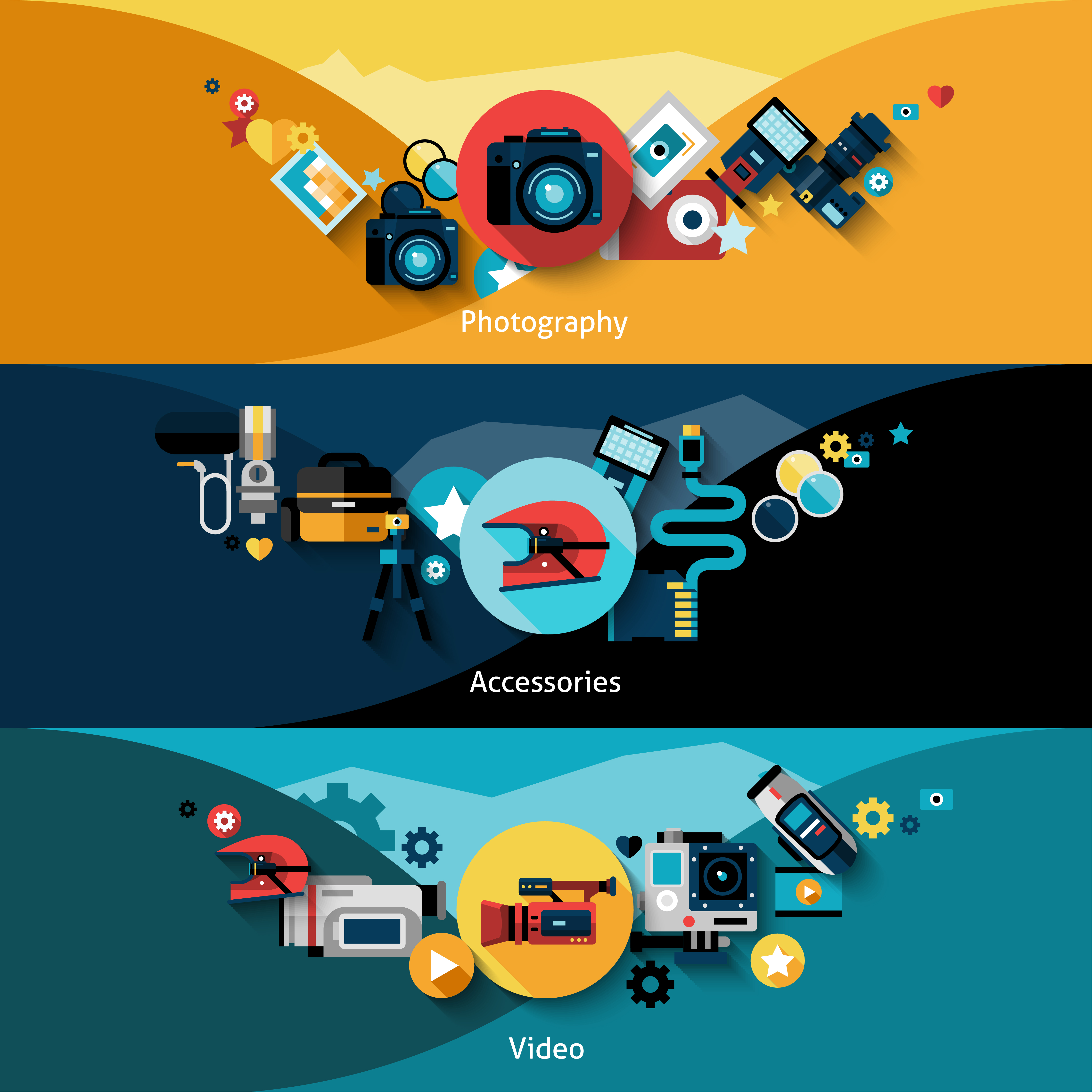 Camera Banners Set 462848 Vector Art at Vecteezy