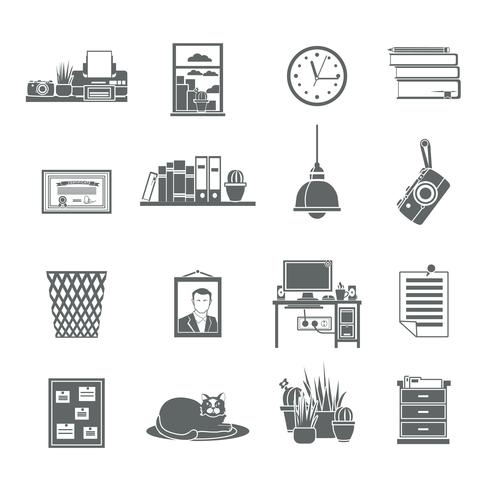 Conjunto de iconos de lugar de trabajo vector