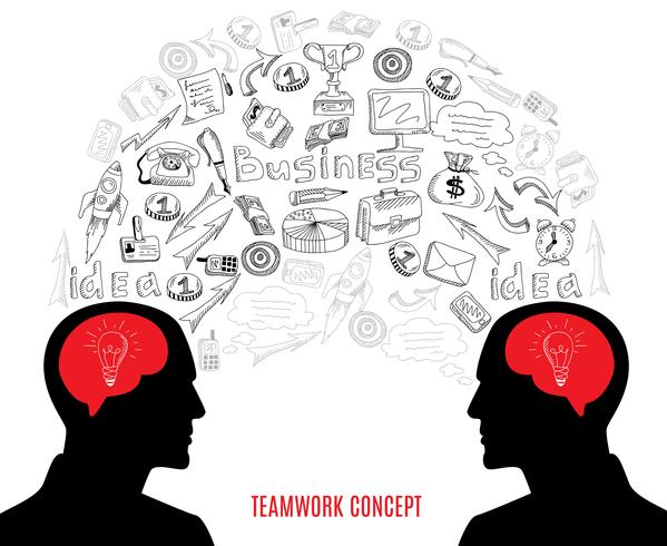 Business teamwork concept icons composition illustration vector