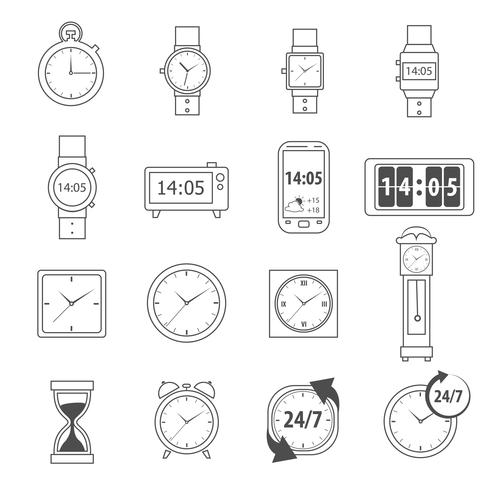 Time Icons Outline vector