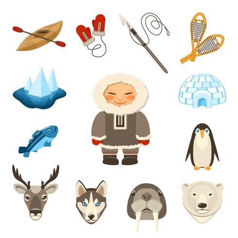 Chukchi Icons Set vector