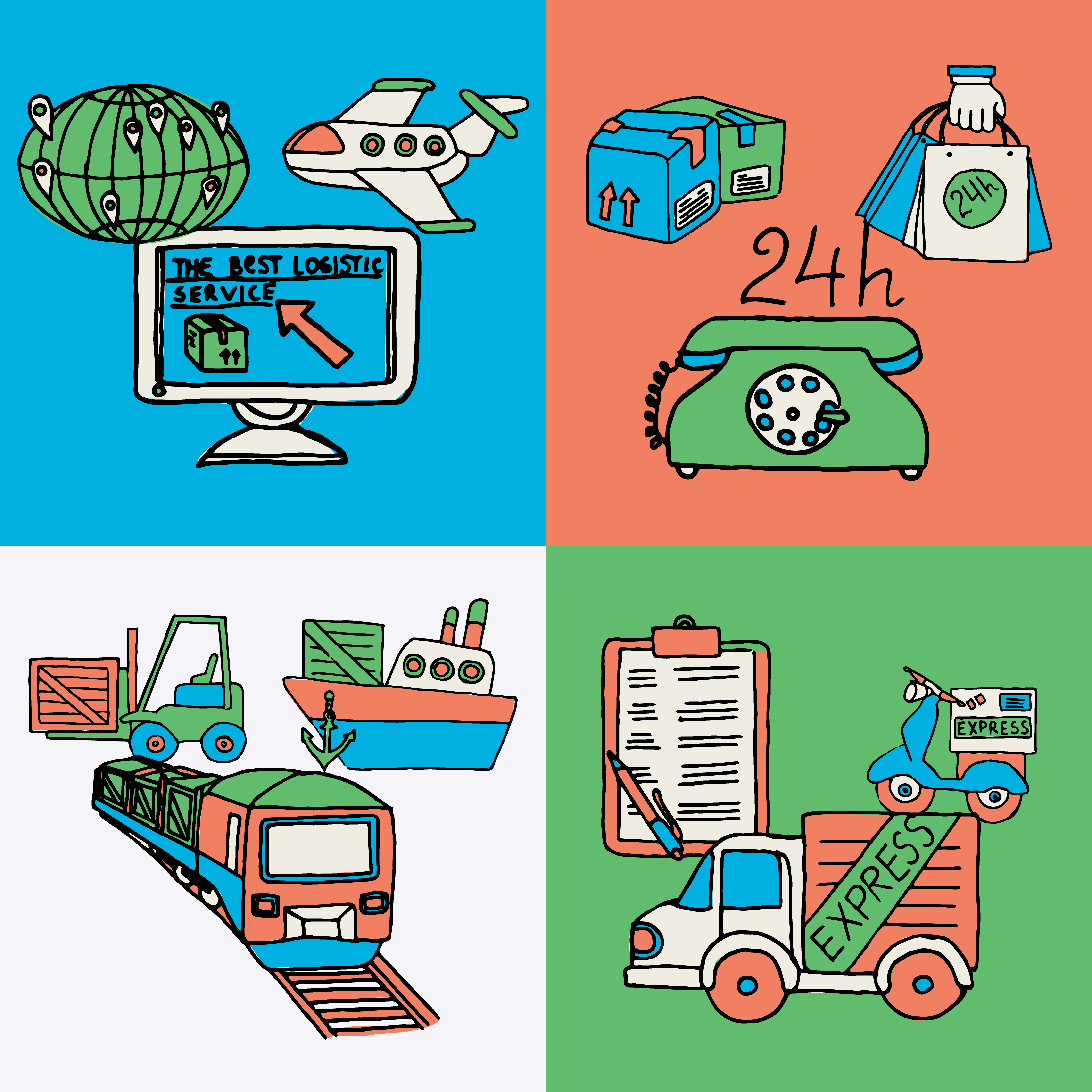 Идеи тем для проекта логистика Logistic design concept flat icons 462905 Vector Art at Vecteezy
