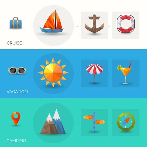 Travel Polygonal Banners vector