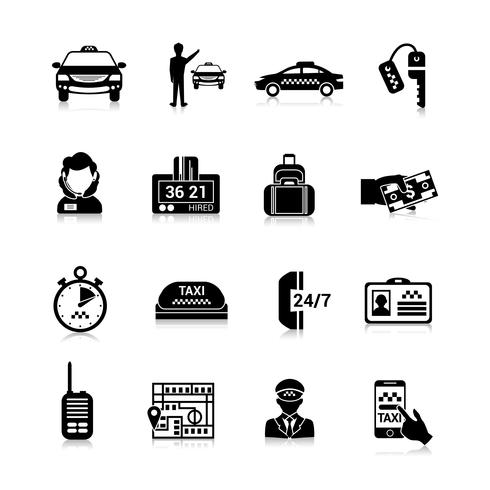 Iconos de taxi negro vector