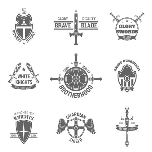 Heraldic coat of arms labels set  vector