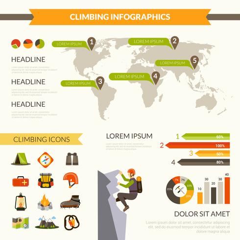 Conjunto de infografías de escalada vector