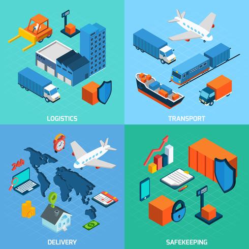 Logistics Isometric Set vector