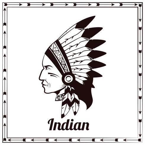 American indian chieftain black sketch vector