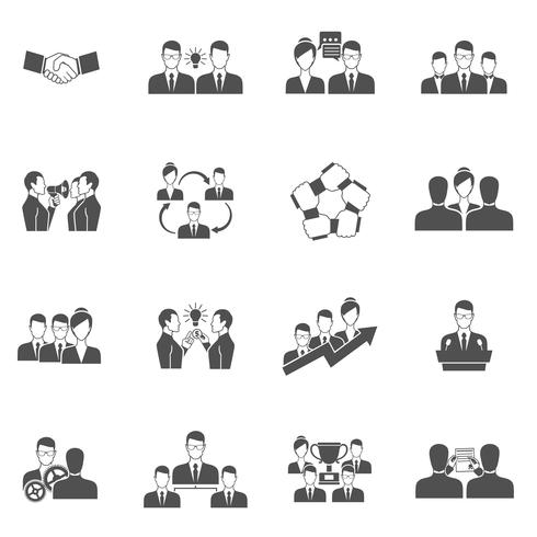 Teamwork Icons Black vector
