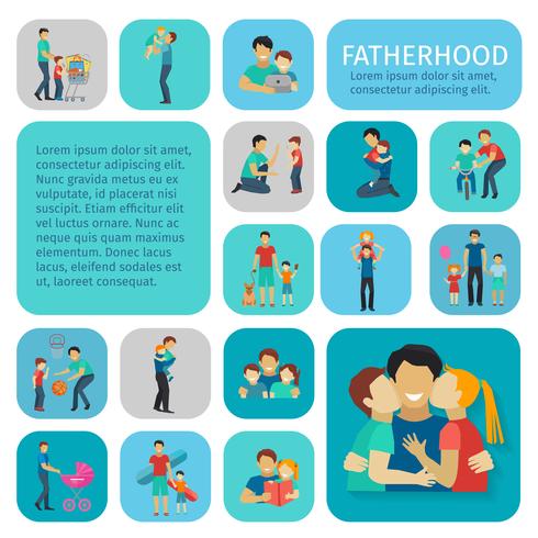 Fatherhood Flat Icons Set vector