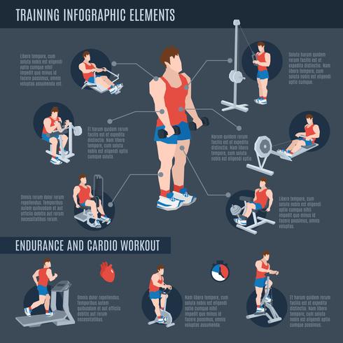 Máquinas de ejercicio infografía vector