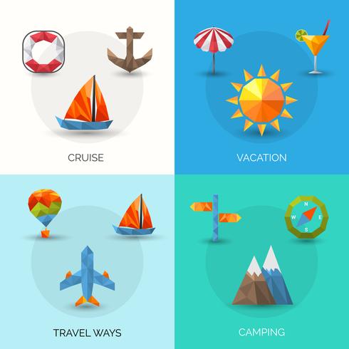 Travel Polygonal Set vector