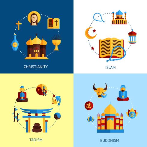 Conjunto de concepto de diseño de religión vector